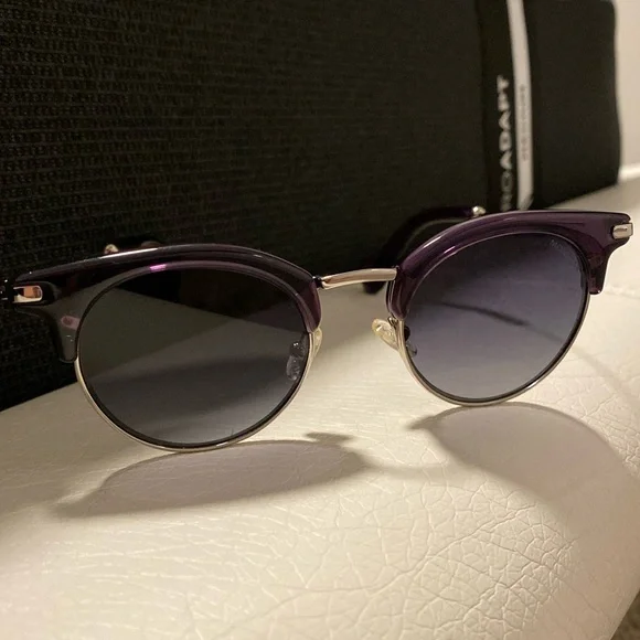 Moncler Unisex Purple Metal Round Sunglasses - Picture 1 of 5